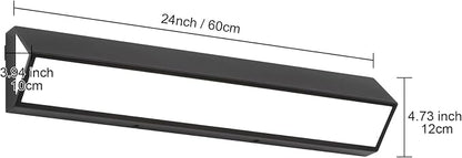 24-Inch LED Modern Bathroom Vanity Light Fixtures, Matte Black Modern Acrylic Bathroom Wall Lighting Fixtures Over Mirror (Cool White 6000K)