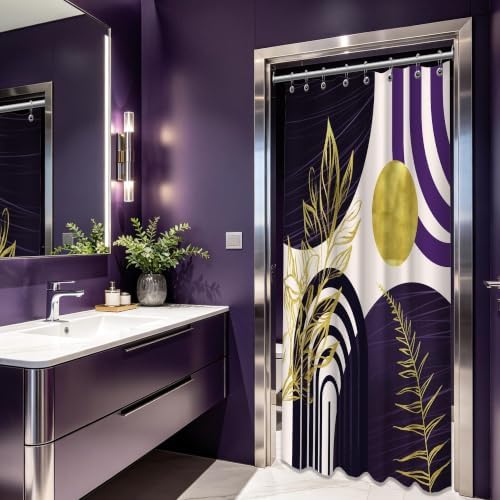 Dark Purple and Gold Stall Shower Curtain, 48X72 in Narrow Small