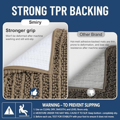 Smiry Bathroom Toilet Rugs U Shaped 24x24, Chenille Bath mats for Toilet