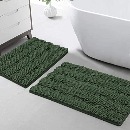 Turquoize Bathroom Rug Set, 2 Piece Soft Absorbent Chenille Bath Rug Set