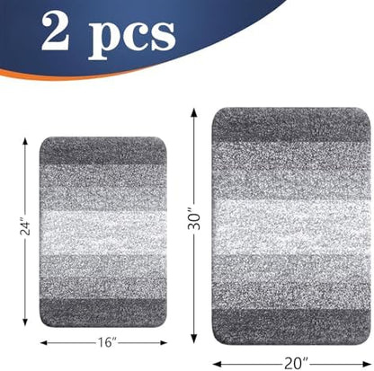 OLANLY Micorfiber Bathroom Rug Set 2 Piece, 30"x20"+24"x16"