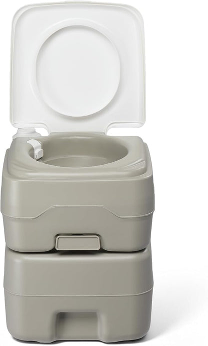Portable Camping Toilet, 5.3 Gal Waste Tank & 3.2 Gal Flush Tank, Push-Button Pressurized Flush Commode, Leak-proof and Odourless Travel Toilet for Adults Outdoor, Camping, Emergency Use