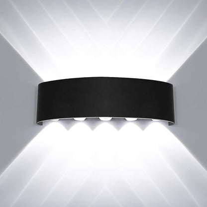 Kawell 10W Waterproof Modern Wall Sconces LED Wall Light Up Down Aluminum Wall Lamp LED Indoor Outdoor for Bedroom Living Room Bathroom Porch Stairs Hotels Garden Pathway, Black 6000K