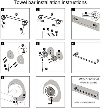 GERZ Contemporary 12-Inch Towel Bar Bath Hand Towel Holder SUS 304 Stainless Steel Wall Mounted Bathroom Organizer Matte Black AG1101C30.5-BK