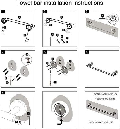 GERZ Contemporary 12-Inch Towel Bar Bath Hand Towel Holder SUS 304 Stainless Steel Wall Mounted Bathroom Organizer Matte Black AG1101C30.5-BK