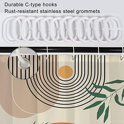 Mid Century Shower Curtain with Hook for Bathroom 72x84 Inch