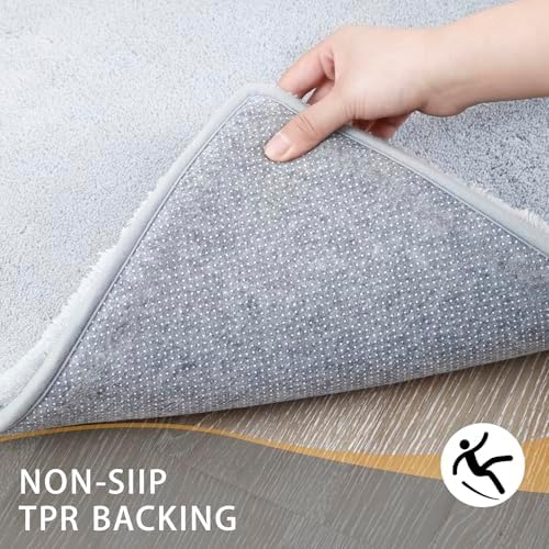 MINIDEAR Bathroom Rugs 70x24 Light Gray - Thick Memory Foam Bath Mat, Ultra Soft & Plush Fluffy, Non-Slip, Quick Dry, Absorbent Washable Floor Microfiber Mat for Tub, Home Decor Accessories