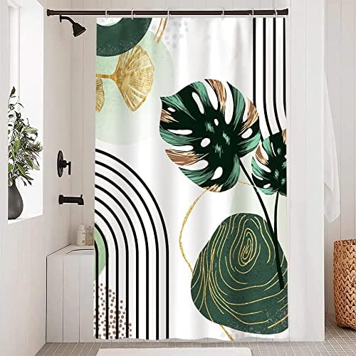 Boho Green Stall Shower Curtain with Hooks 48x72 Inch