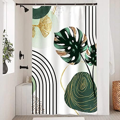 Boho Green Stall Shower Curtain with Hooks 48x72 Inch