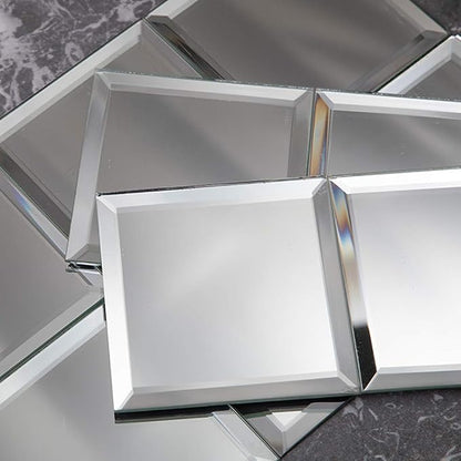 Beveled Mirror Tile, 4x4 Inch Mirror Square Tiles for Kitchen Backsplash Bathroom Shower Wall 46 Pcs, 5 SQ.FT