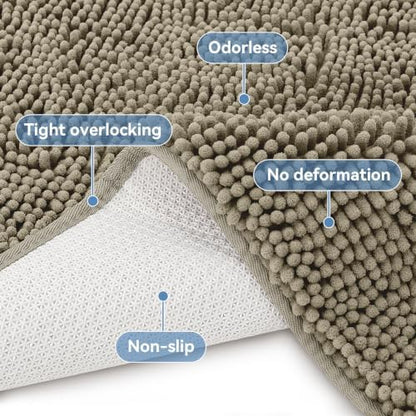 Bcoimo Bath Rug Mat,30x20 Chenille High Absorbent Latte Bathrom Floor Mats
