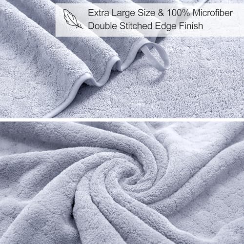 8-Piece Bath Towels Set,2 Oversized Bath Sheet,2 Hand Towels and 4 Washcloths - 600 GSM Soft Microfiber Highly Absorbent Quick Dry Shower Towel Collection for Bathroom Hotel and Spa,Light Purple