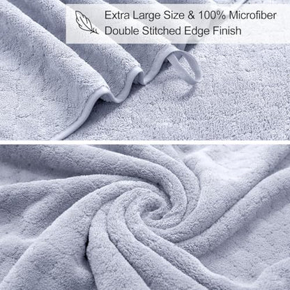8-Piece Bath Towels Set,2 Oversized Bath Sheet,2 Hand Towels and 4 Washcloths - 600 GSM Soft Microfiber Highly Absorbent Quick Dry Shower Towel Collection for Bathroom Hotel and Spa,Light Purple