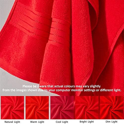 COZYART Luxury Hand Towels 4 PCS, Red 100% Turkish Cotton 650 GSM