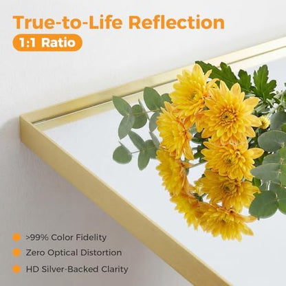 NEWBULIG 30"x36" Wall Mirror, Bathroom Mirrors for Over Sink, Gold