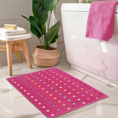 COTTON CRAFT Reversible Bath Mat - 2 Pack Pink Multi Cotton Terry Tub Mats