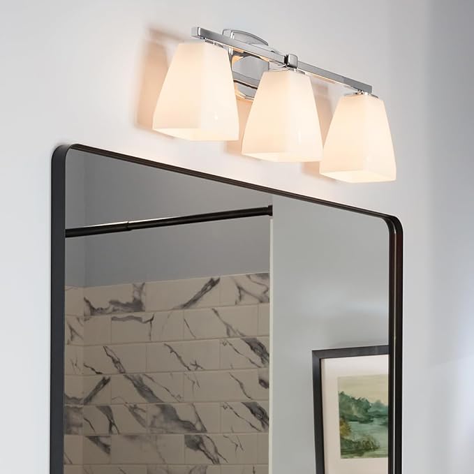 Kichler Marant 21.25" 3-Light Vanity Light with Opal Glass in Chrome, for Bathroom, Powder Room, Over Mirror, (21.25" W x 9.5" H), 55216CH