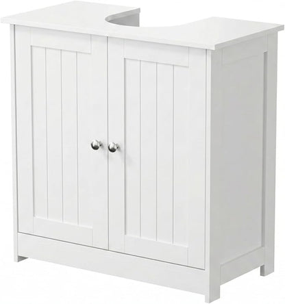 Bonnlo Pedestal Sink Storage Cabinet with 2 Doors Traditional Under Sink Cabinet Bathroom Space Saver Organizer with Adjustable Shelf White 23 5/8" W x 11 7/16" D x 23 5/8" H