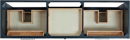 ARIEL Monroe 72-inch Bathroom Vanity with Sink,Solid Wood, 1.5-inch Pure White Quartz Countertop & Backsplash, Double Rectangular Porcelain Sink, 9 Dovetail Drawers, Brushed Nickel, Midnight Blue