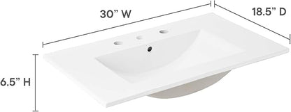 Modway EEI-4837-WHI Cayman 30" Bathroom Sink, White