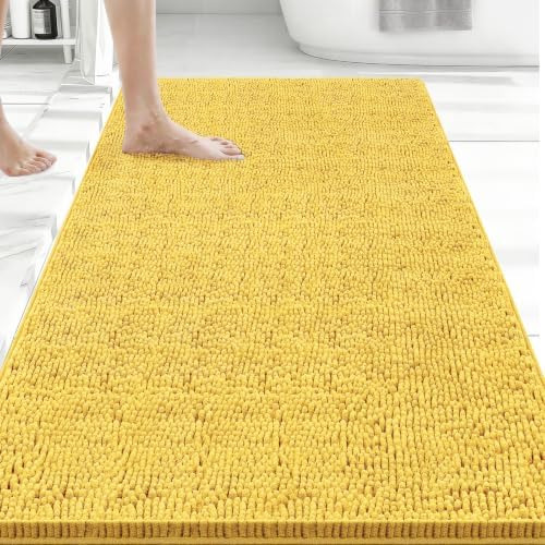 Bcoimo 48x30 Chenille Bath Mat – Non-Slip with Backing Bath Rug Ultra-Absorbent and Machine Washable Bathroom Mat Quick-Dry Design. Ideal for Bathroom Shower and Tub Areas