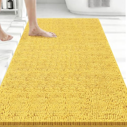 Bcoimo 48x30 Chenille Bath Mat – Non-Slip with Backing Bath Rug Ultra-Absorbent and Machine Washable Bathroom Mat Quick-Dry Design. Ideal for Bathroom Shower and Tub Areas