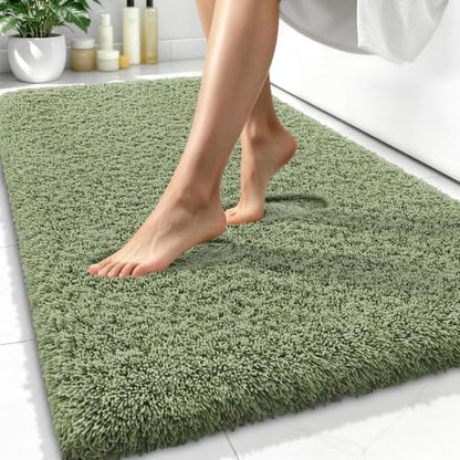 OLANLY Microfiber Bathroom Rugs 34x21, Ultra Soft Bath Mat, Sage Green