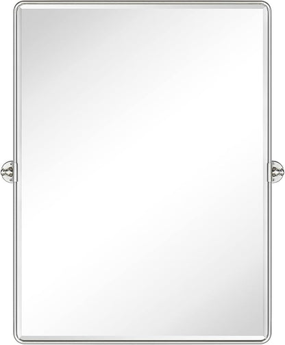 TEHOME Pivot Mirror Brushed Nickel Vanity Mirror Large Black Metal Framed Rectangle Tilting Beveled Vanity Mirrors for Wall, Vertical Hanging, Overall 34.14 x 40 inches (Mirrror 30 x 40 inches)