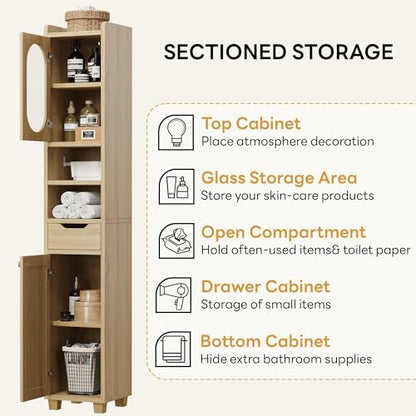 LIKIMIO 69" Tall Bathroom Cabinet with Drawer and Tissue Holder