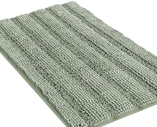 Turquoize Bathroom Rug 24"x36", Soft Absorbent Chenille Bath Rug, Sage