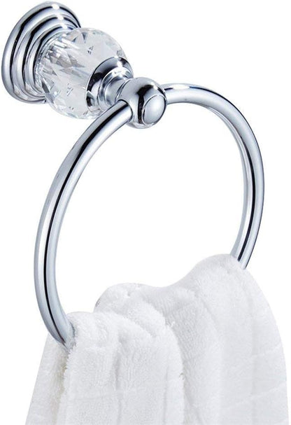 WINCASE Crystal Bathroom Hardware Set 24 Inch, Chrome Towel Bar Set, Silver 4 Piece Accessories Wall Mounted Coat Hook Hand Towel Ring Toilet Paper Holder
