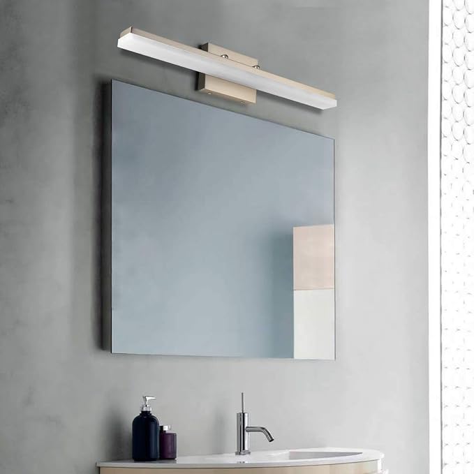 mirrea 24in LED Vanity Lights for Bathroom Brushed Nickel,Warm White 3000K | Over Mirror,Adjustable light angle,ETL listed,Dimmable,Bathroom lighting fixtures,Eye-friendly,Frosted acrylic shade