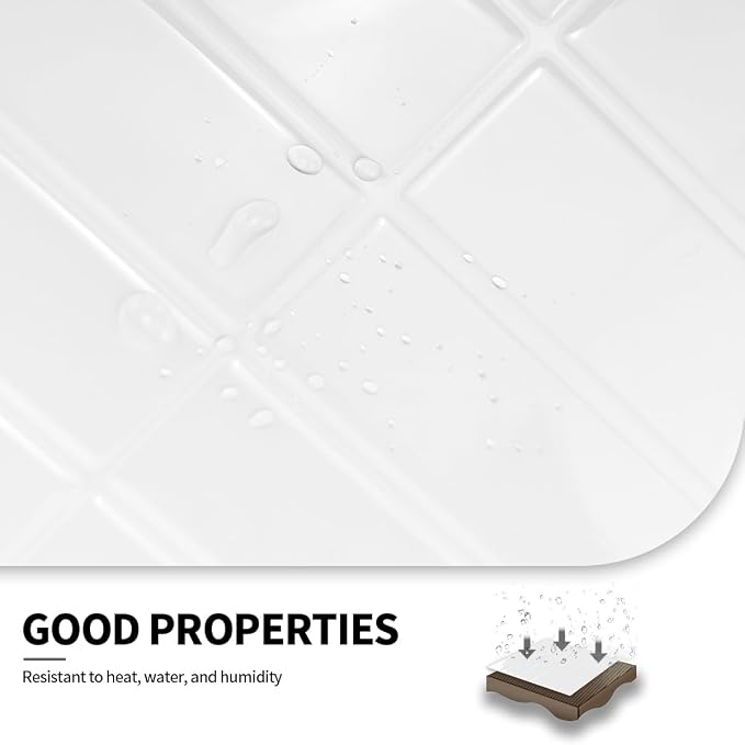 Peel and Stick Backsplash 3D Wall Tiles,Self-Adhesive,Oil Proof,Waterproof, Removable Wall Panels for Kitchen & Bathroom,Modern Design, Easy Install (10.7ft，12x9 inch,14 Pack) (White)