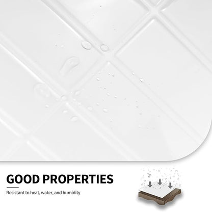 Peel and Stick Backsplash 3D Wall Tiles,Self-Adhesive,Oil Proof,Waterproof, Removable Wall Panels for Kitchen & Bathroom,Modern Design, Easy Install (10.7ft，12x9 inch,14 Pack) (White)