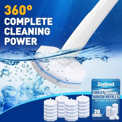 20 Pack Toilet Brush Refills, Disposable Toilet Cleaning Pads