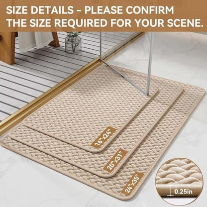 YDKGL Bathroom Rugs Non Slip, Foam Weave Texture Bath Mat, Brown 20x31
