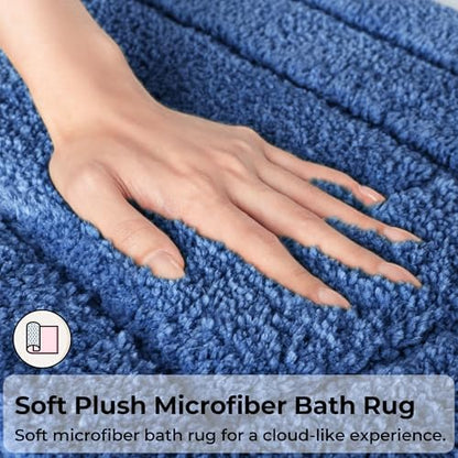 GRANNY SAYS Blue Bathroom Rugs Set 2 Piece, Non Slip Microfiber Bath Mats