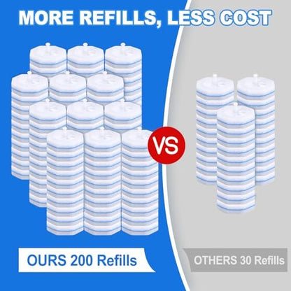 200 Pack Toilet Brush Refills, Disposable Toilet Cleaning Pads