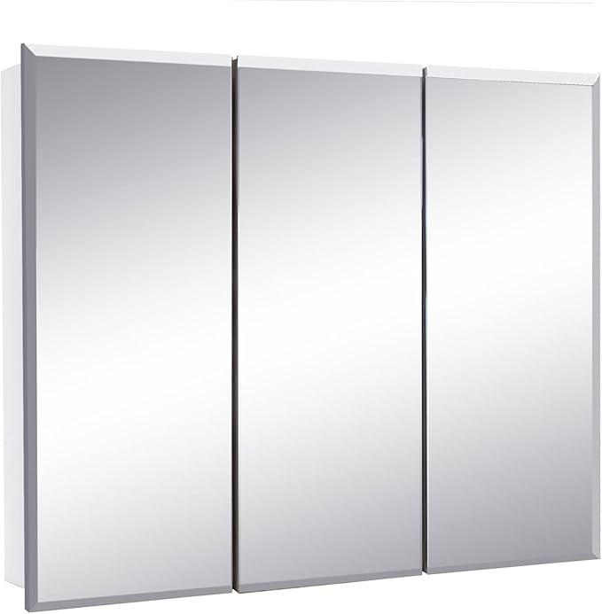 36 Inch Cyprus Bathroom Medicine Cabinet, Durable Pre-Assembled Wall Mounted Cabinet w/Frameless Mirrored Doors, White – Design House, 597500