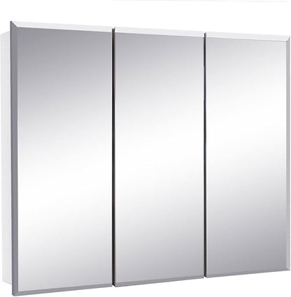 36 Inch Cyprus Bathroom Medicine Cabinet, Durable Pre-Assembled Wall Mounted Cabinet w/Frameless Mirrored Doors, White – Design House, 597500