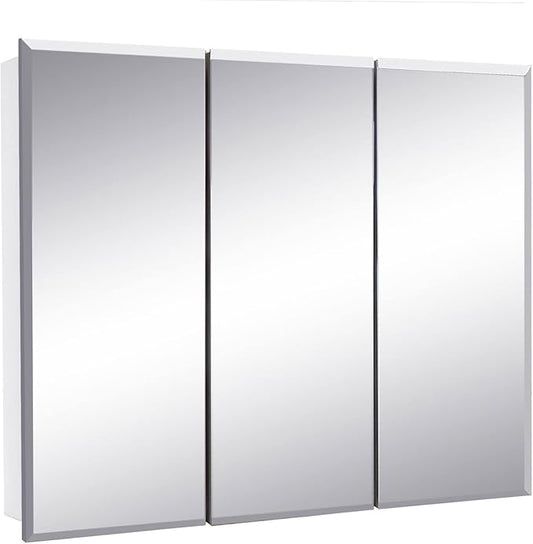 36 Inch Cyprus Bathroom Medicine Cabinet, Durable Pre-Assembled Wall Mounted Cabinet w/Frameless Mirrored Doors, White – Design House, 597500