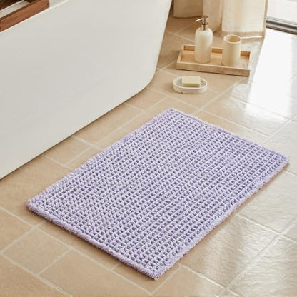 Triohero Waffle Bath Mat, Cute Bathroom Rugs Non Slip, 20x30 Lavender Cream