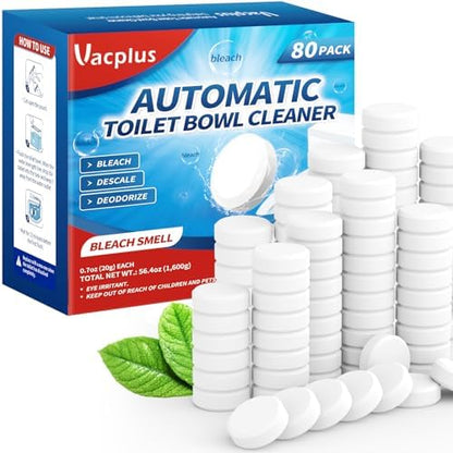 Vacplus Toilet Bowl Cleaner Tablets, 80 Pack, Auto Bleach, Long-Lasting