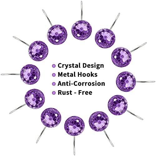 Purple Diamond Crystal Bling Shower Curtain Hooks Rings for Bathroom,12PCS