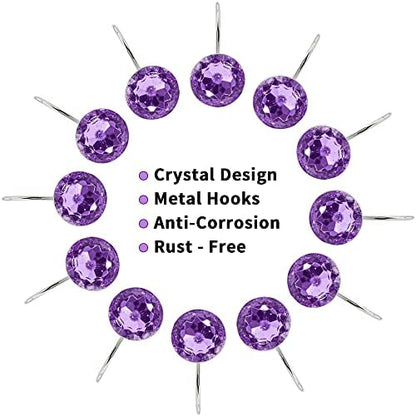 Purple Diamond Crystal Bling Shower Curtain Hooks Rings for Bathroom,12PCS