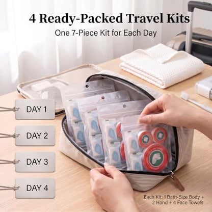 28-Pack Compressed Travel Towel Set, 4 Travel Kits, 3 Sizes