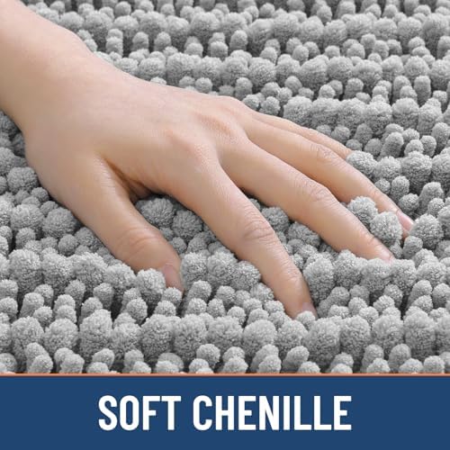 Smiry Bathroom Rugs 40X32, Extra Soft Rubber Backing Chenille Bath Mats