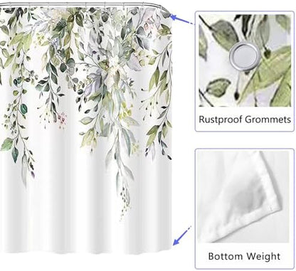 LLSCL Yellow Droop Leaves Fabric Shower Curtain Liner with Magnets, Tire Pattern Waterproof Hotel Quality, 72 x 72 Machine Washable