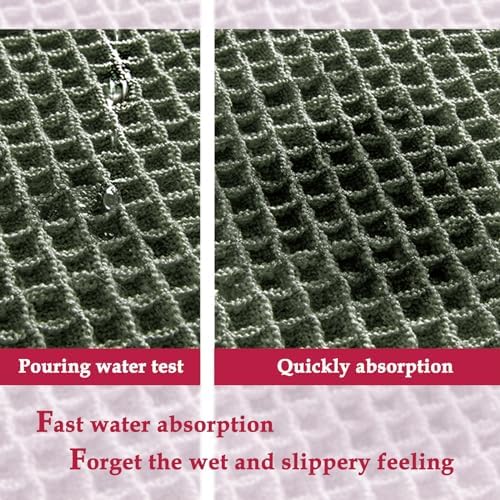 ZALL Waffle Bath Mat,Dark Green Super Absorbent Non Slip Bathroom Rug,17x24inch,Machine Washable Ultra Soft Floor Mats