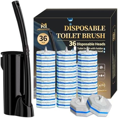 Disposable Toilet Bowl Brush with 36 Count Refills, Toilet Cleaning Stick,Toilet Bowl Cleaner Holder and Set, Toilet Cleaning System Starter Kit